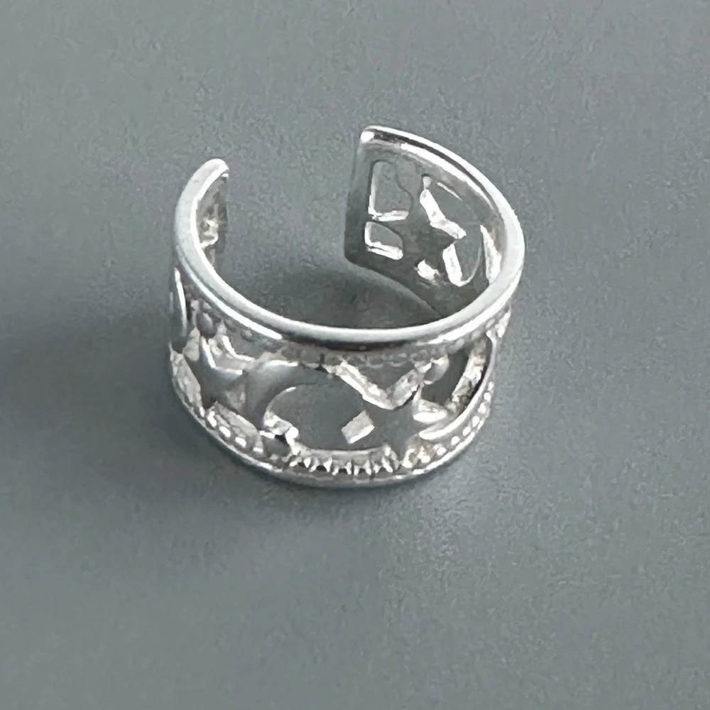 Sterling Silver Moon and Star Ear Cuff
